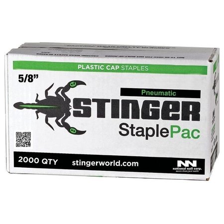 STINGER Cap Staple, 38 in W Crown, 58 in L Leg, Galvanized, 20 ga Gauge 136360